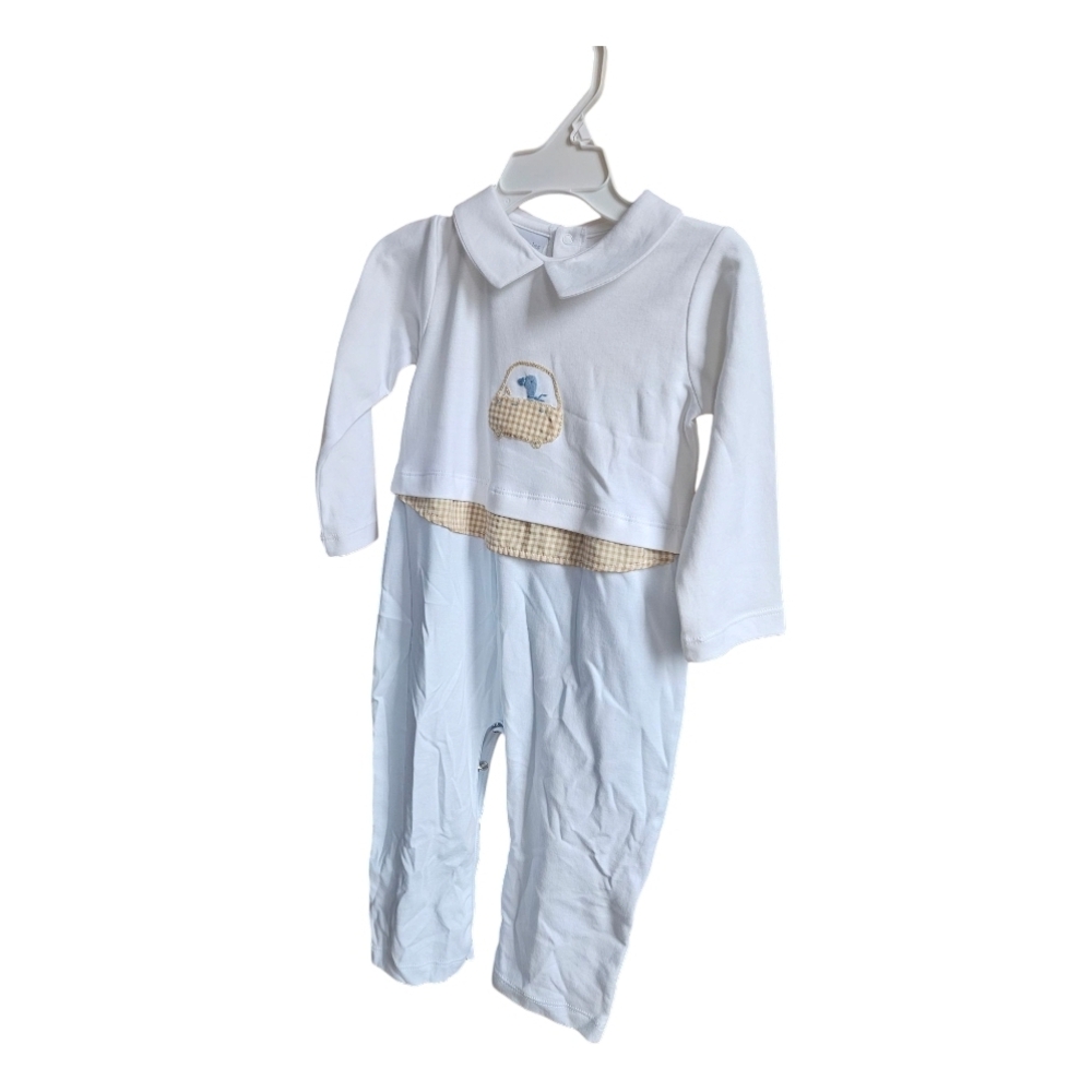 Adorable White and Light Blue Baby Romper